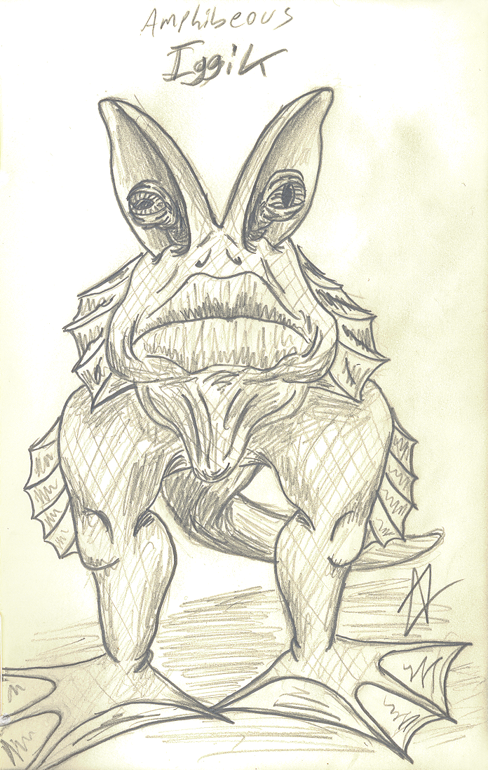 Amphibeous Iggik (Sketch) - It started with his eyes, placed on stalks in the middle of bunny ears.